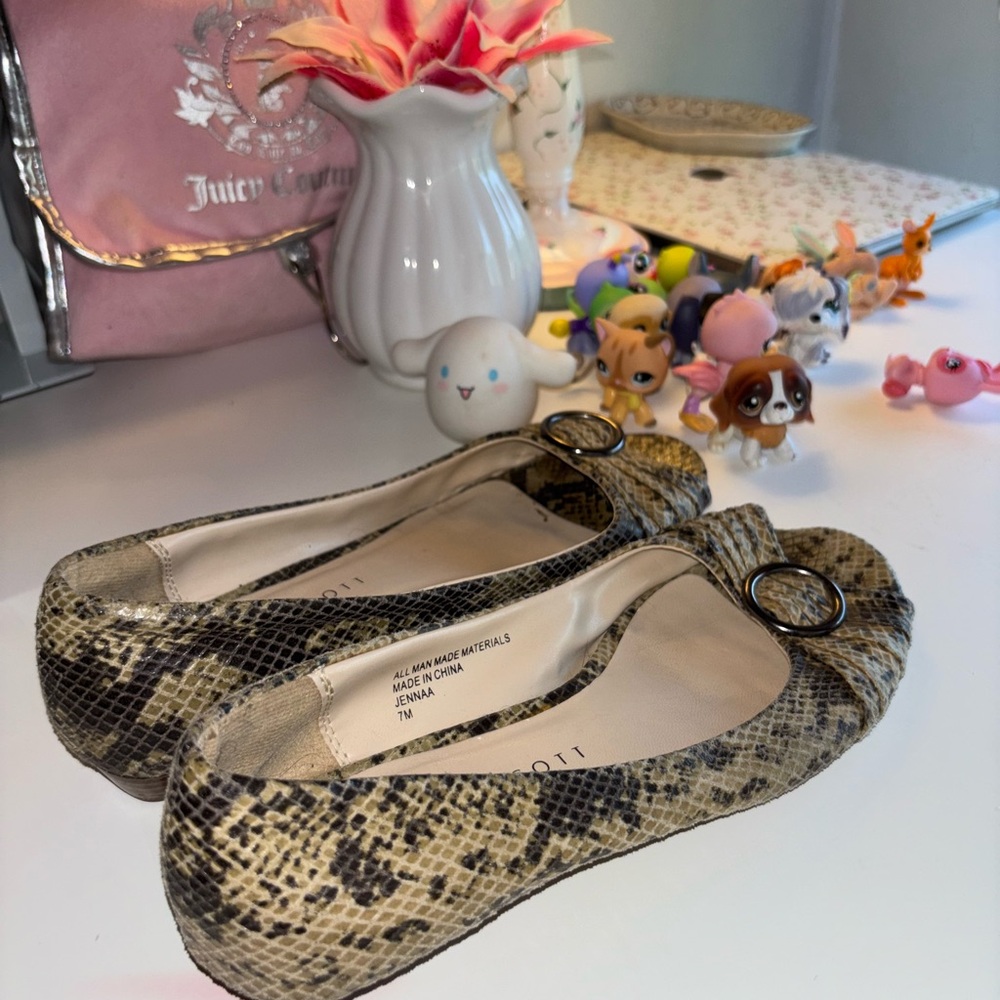 snakeskin flats
